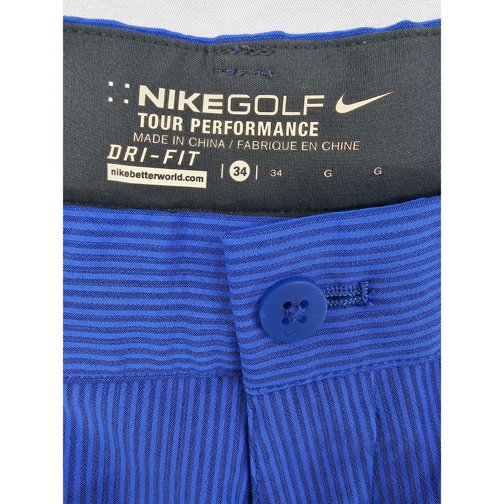 Nike Golf Tour Performance Mens 34 Dri Fit Blue Striped Sport Shorts 639802-404 - Picture 7 of 9